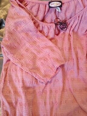 #695 Plus Pink Eyelet Peasant Top  - 2X